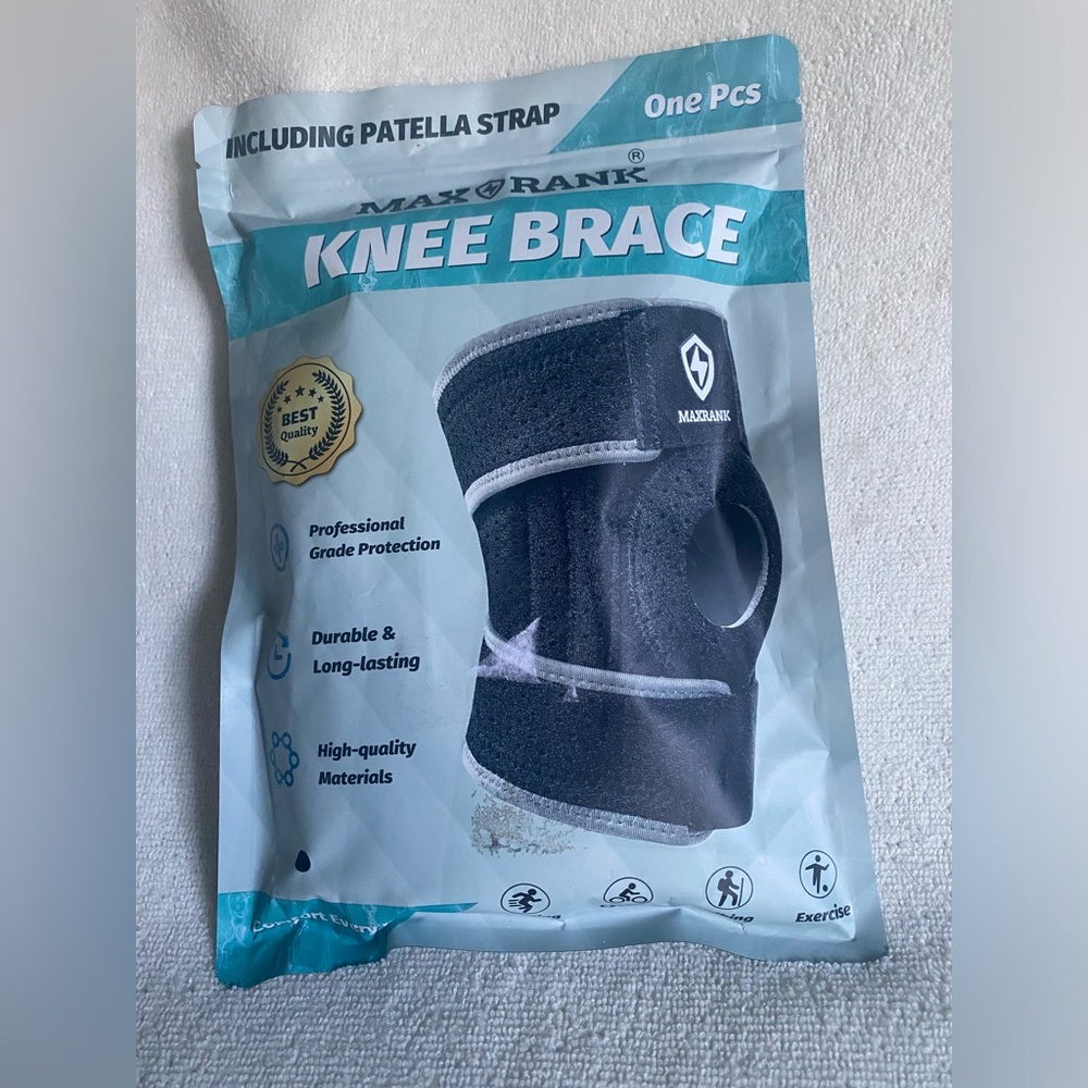 Black Knee Brace with Patella Strap - Support & Stabilization